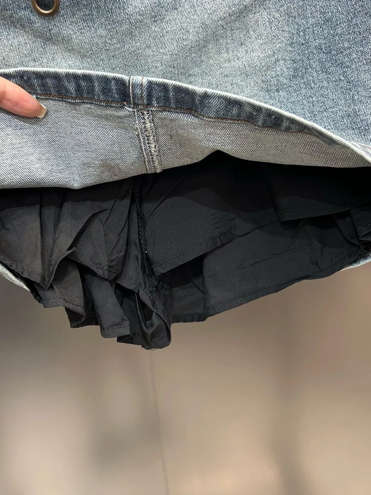 Женская джинсовая мини-юбка DEAT Демисезонная юбка со скошенными краями и