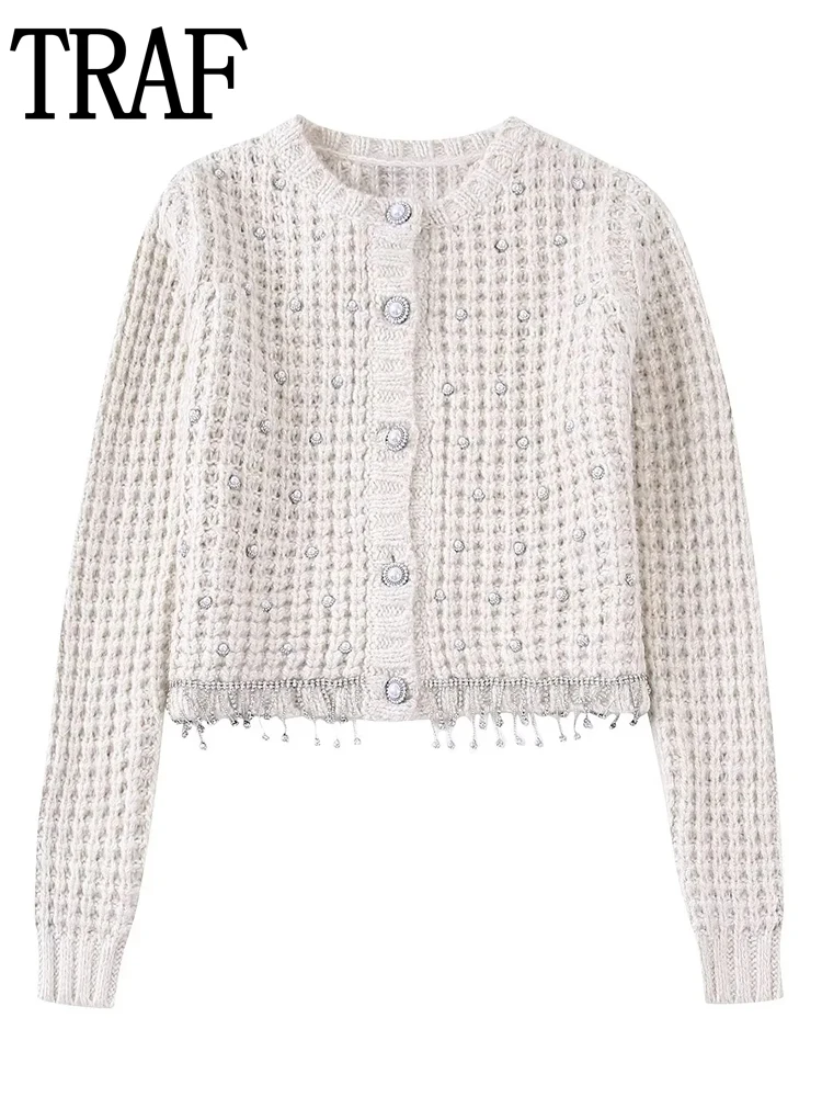 

Женский вязаный кардиган на пуговицах, с длинным рукавом