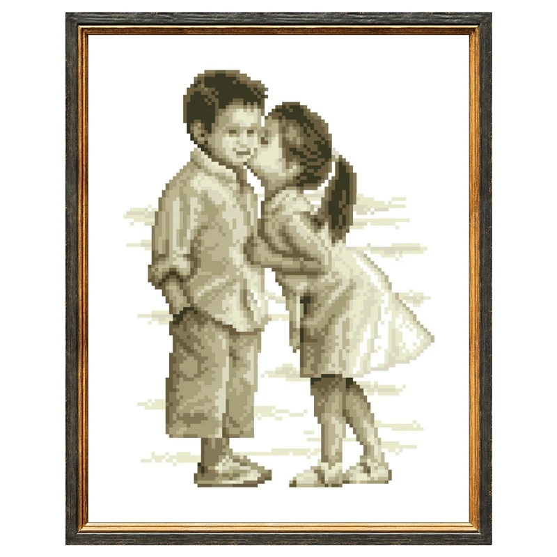 

Kiss at the beach cross stitch kit lovers 14ct 18ct 11ct unprint white canvas stitches embroidery DIY handmade needlework