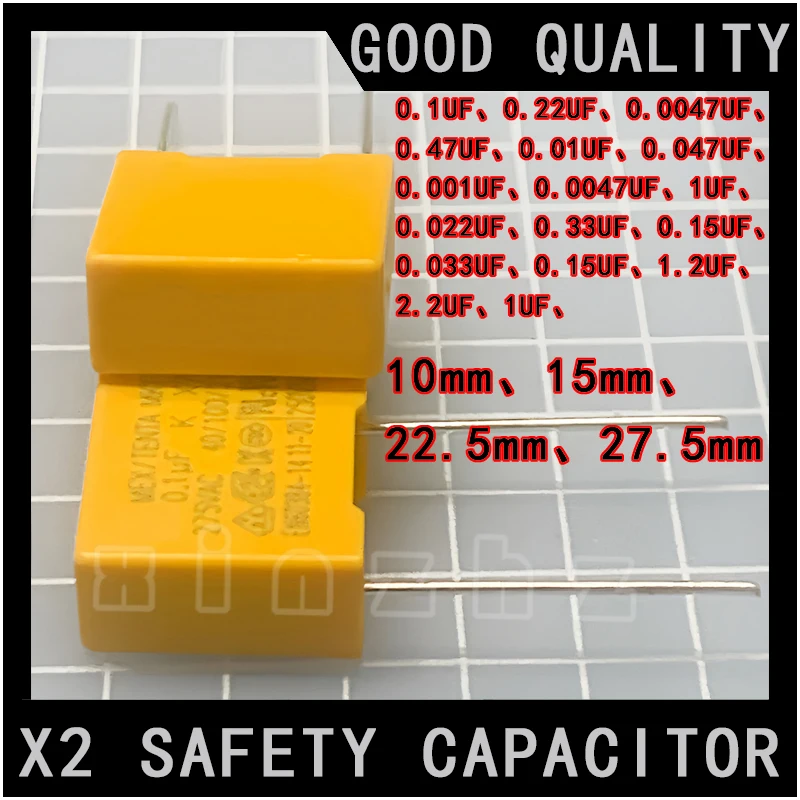 Защитный конденсатор 275VAC X2 275 В 10 мм 15 22 5 27 0 022 мкФ 047 1 33 47 68 полипропиленовая пленка