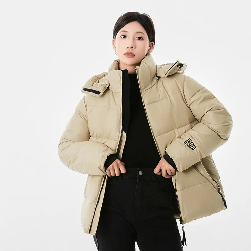 

Новая теплая Модная трендовая хлопковая одежда с капюшоном, женское свободное тонкое графитовое пальто из ткани