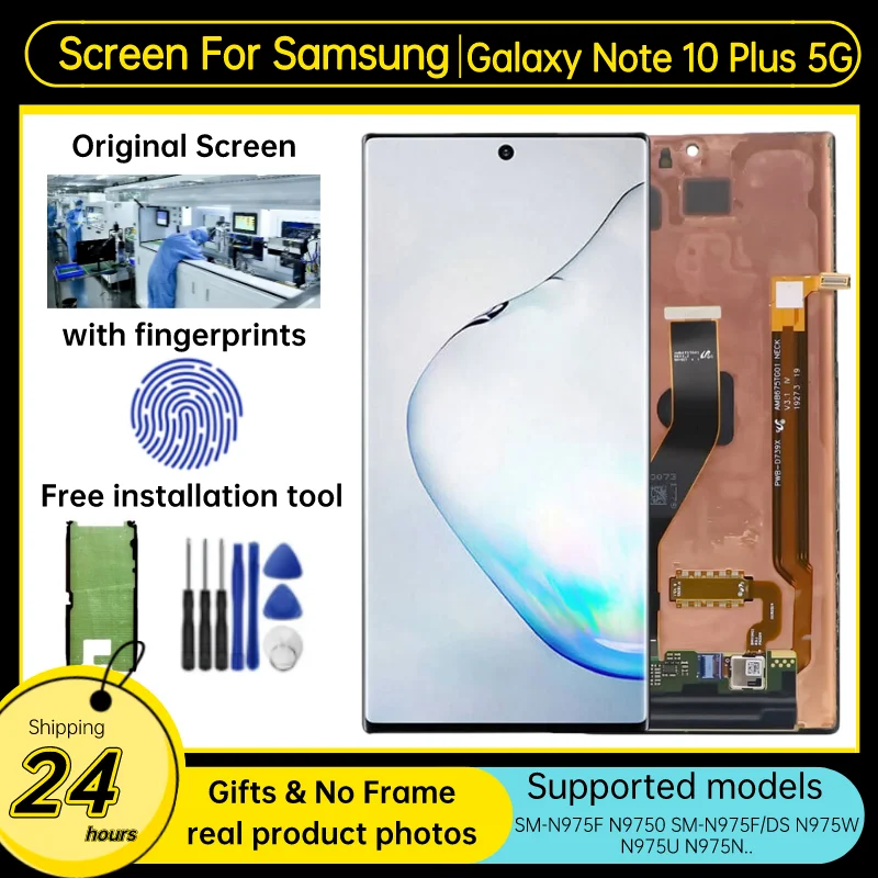 

6,4 "Оригинальный дисплей для Samsung Galaxy Note 10 Plus 5G N975F N975N N975U сенсорный экран дигитайзер Note10 Plus 5G LCD Замена