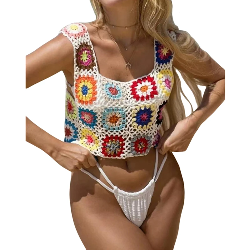 

Кроп-Топ женский в стиле бохо, с вырезами, 2000