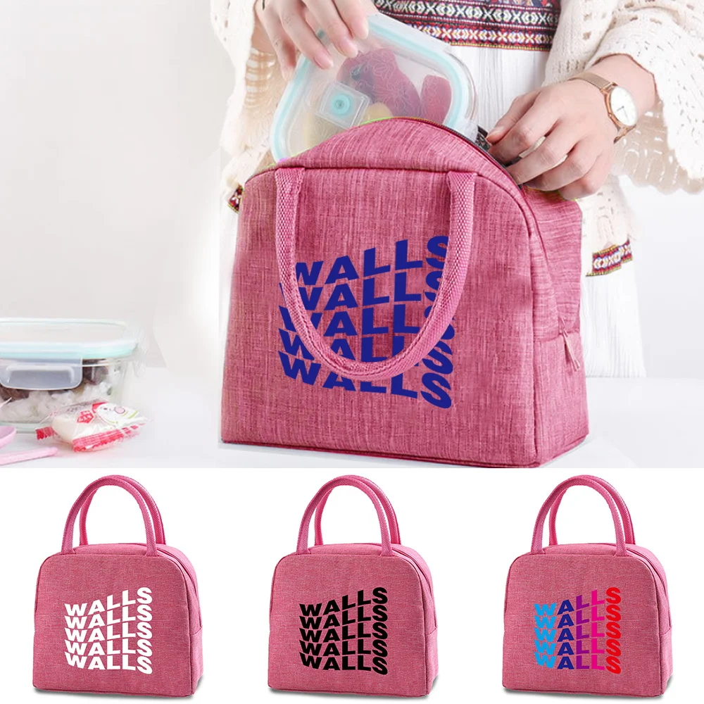 

New Walls Letter Print Lunch Bag Cooler Bags Zipper Handbags Dinner Bag for Women Portable Fridge Bag Thermal Food Insulated Bag