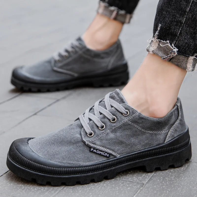 Туфли мужские из вискозы дышащие холщовые кроссовки без шнуровки повседневная