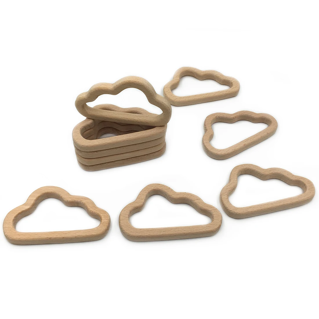 

10pc Wooden Teether Animals Beech Teething Grasping Wooden Animal Toy Rodent Baby Teether Pendant DIY Pacifier Chain Kids Goods