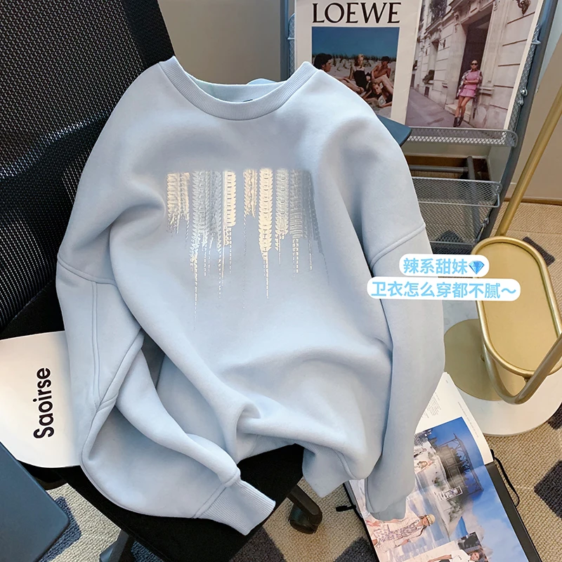 

Custom Streetwear Women Crewnecks Regular Fit Embroidery Embossed Pullover Women Sweatshirt2022