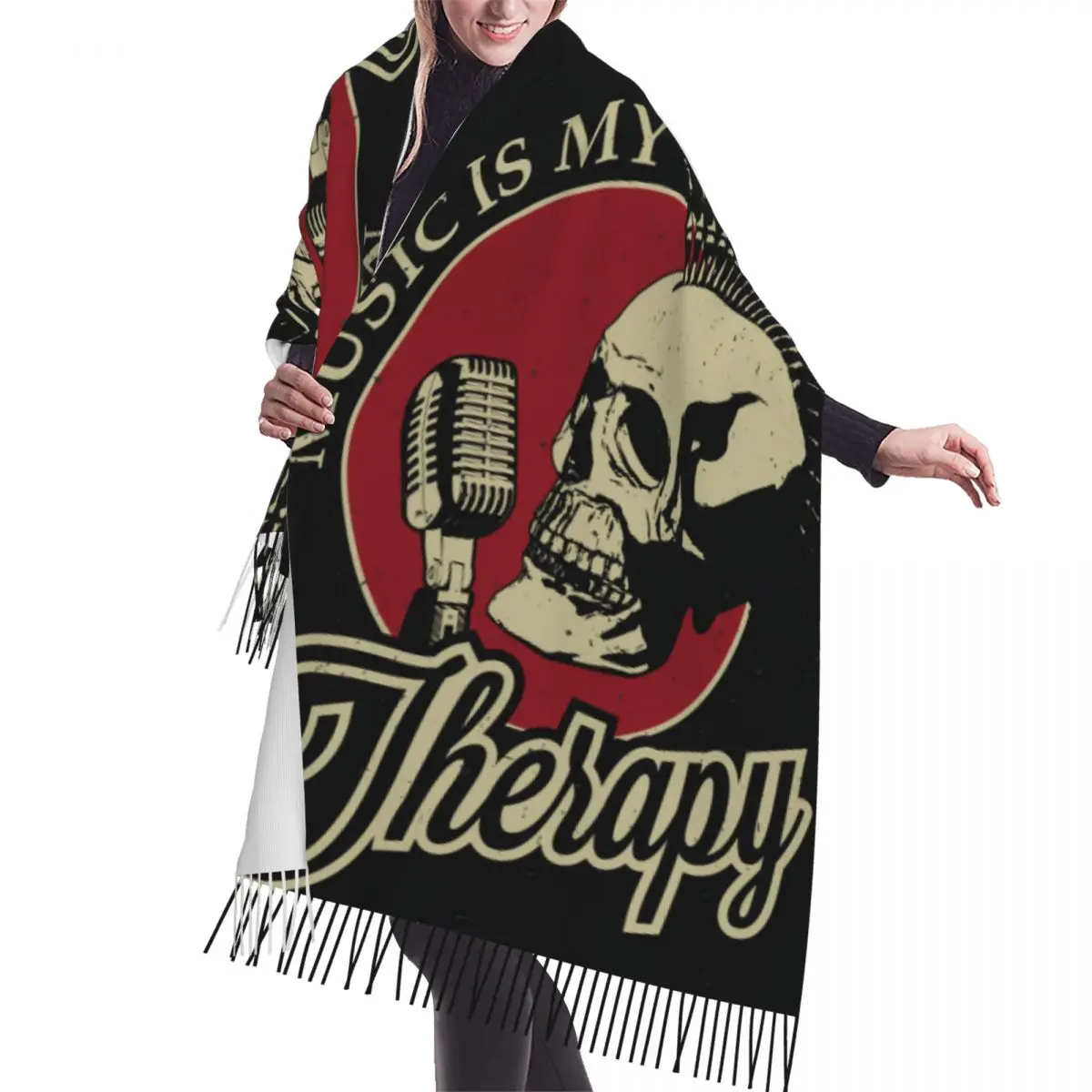 

Winter Tassel Scarf Rock Music Poster Women Cashmere Scarves Neck Head Warm Pashmina Lady Shawl Wrap Bandana