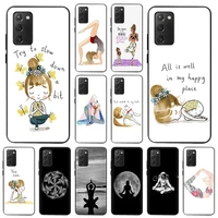 phone case for samsung s21 plus s20 fe s10 lite s9 yoga girl cartoon black soft shockproof cover for galaxy note 20 ultra 10 9 8