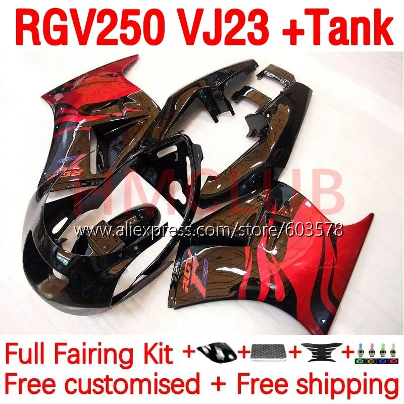 

Body+Tank For SUZUKI RGVT-250 VJ 23 RGVT250 RGVT RGV 250 RGV-250 RGV250 97 98 SAPC VJ23 1997 1998 Fairing 184No.53 red flames