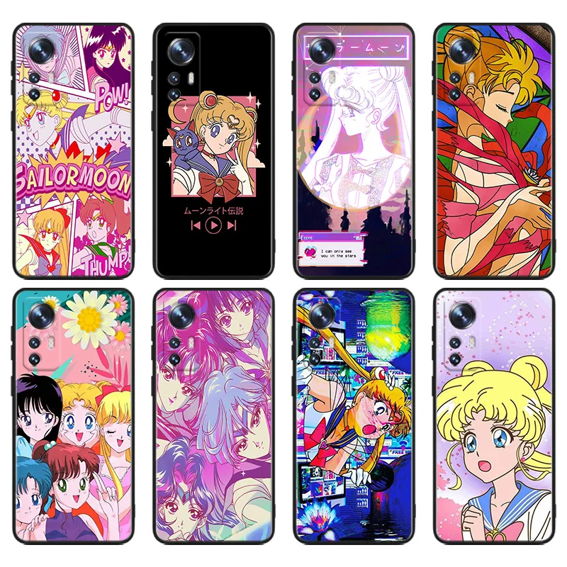 

Japanese Anime Sailor Moon Phone Case For Xiaomi Mi 12T 12S 12X 11i 11X 11T 11 10T 10S Ultra Pro Lite Black Soft Cover