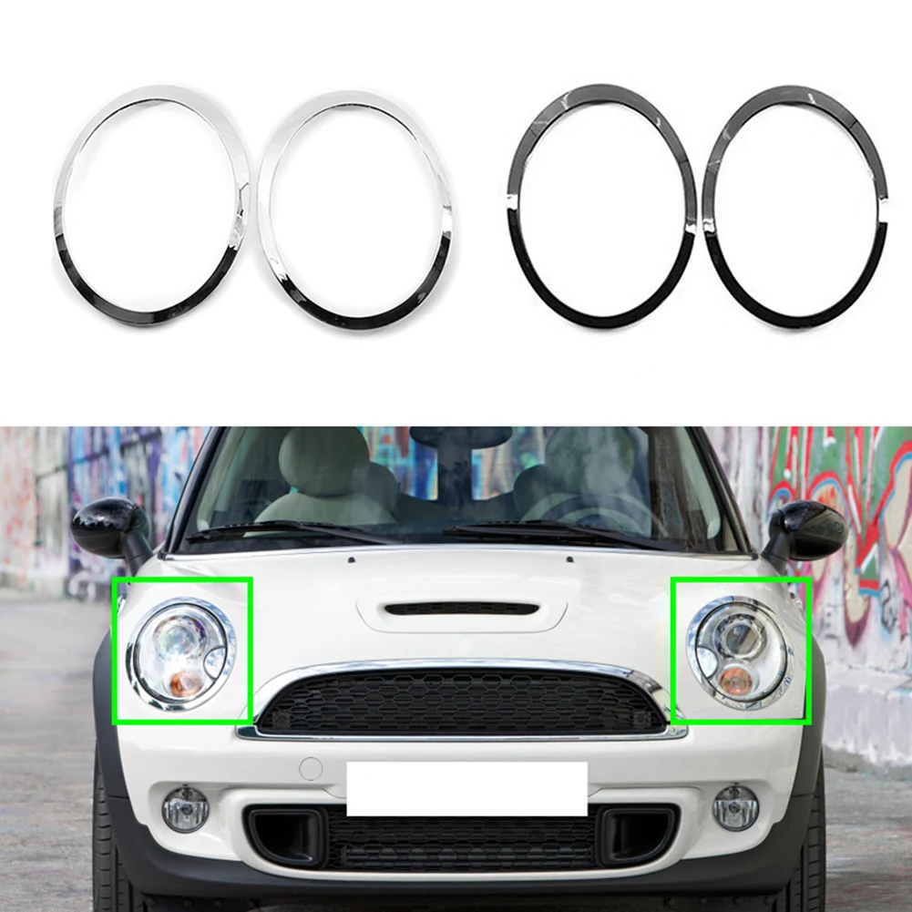 

2 шт. для BMW Mini Cooper R55 R56 R57 R58 2007-2015 Модифицированная передняя фара кольцо рамка отделка объемный чехол автомобильные аксессуары