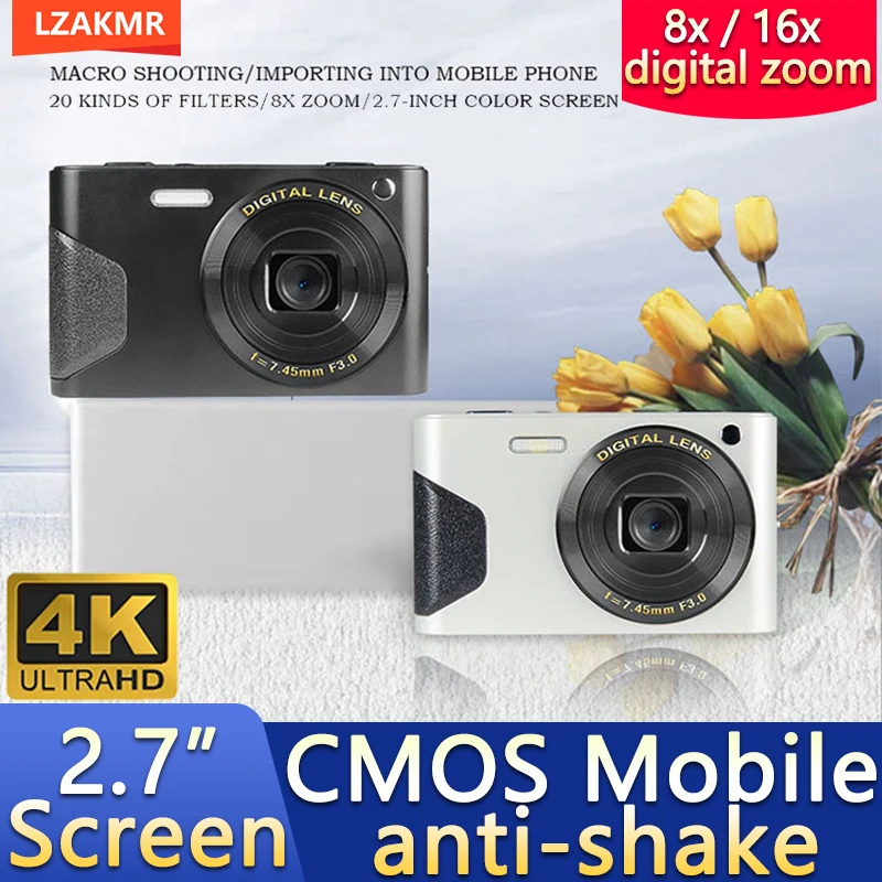 

LZAKMR 2023 4K Student Camera CMOS Mobile anti-shake 48 million HD Daily Travel Photo Recorder Retro Macro Digital Beauty Camera
