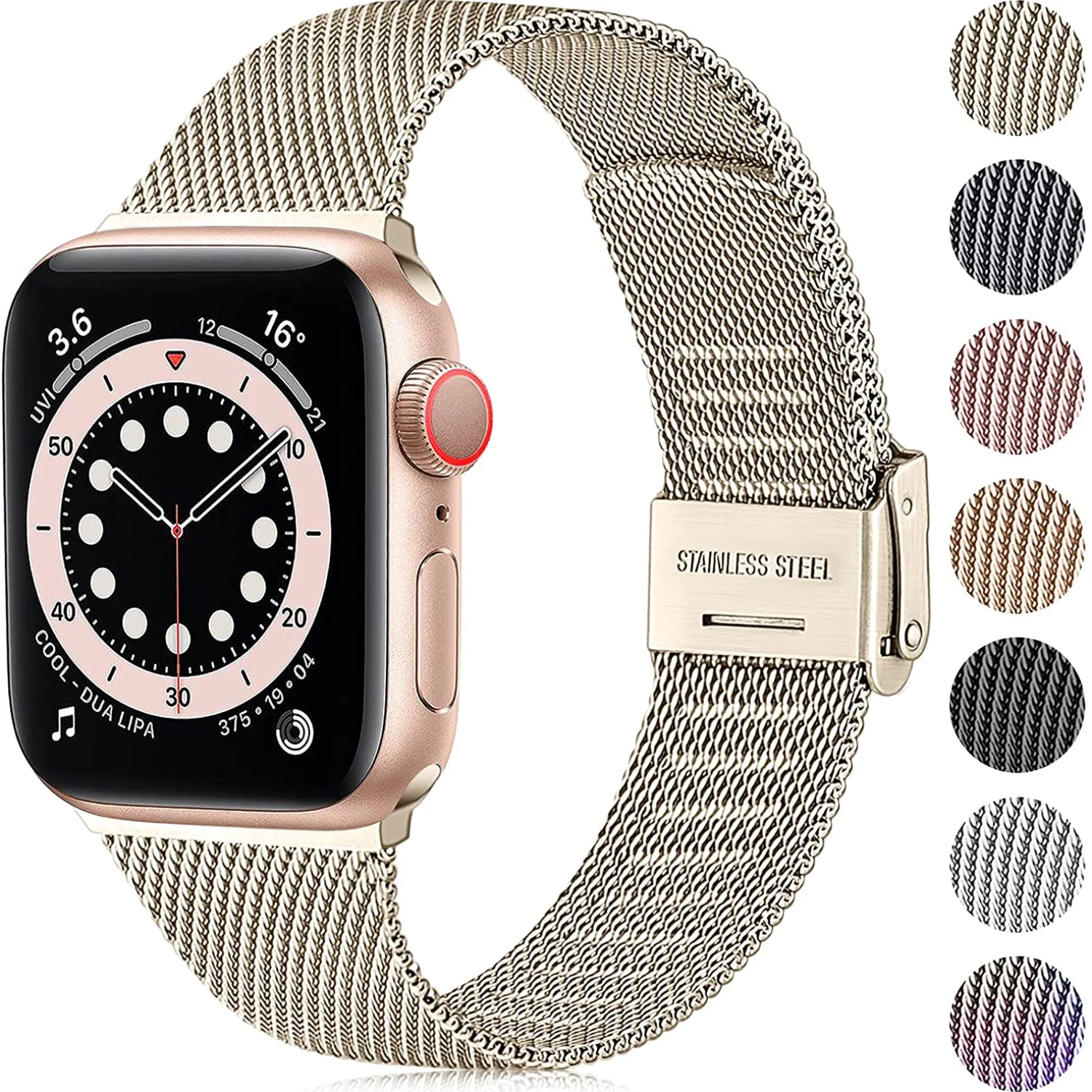 

Compatible With Apple Watch Strap 38mm 40mm 41mm 42mm 44mm 45mm, Stainless Steel Metal Strap for iWatch 7 6 5 4 3 2 1