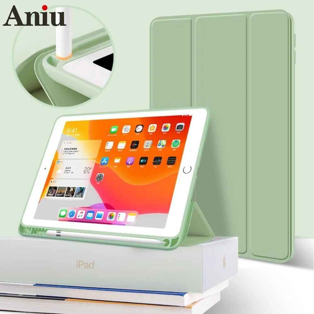 

For iPad 9.7 2017 2018 Case with Pencil Holder Cover Funda for iPad 5 6 7 8th Pro 11 12.9 2020 M1 2021 Air3 10.5 Air 4 10.9 Case