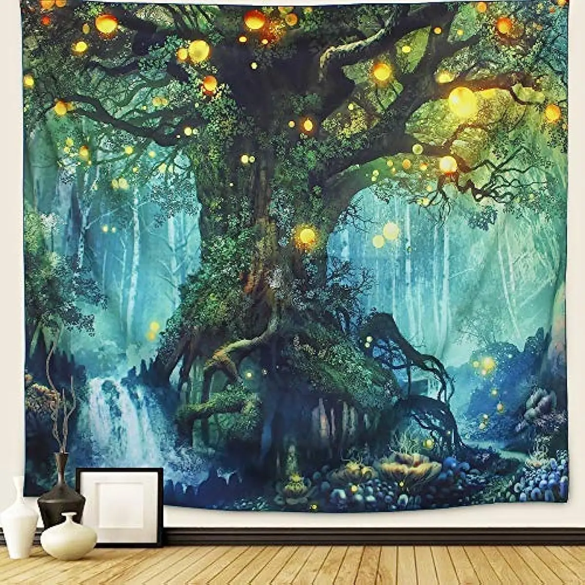 

Arfbear Forest Tapestry, Nature tree Popular elves Wall Hanging Tapestry Warm green Beach Blanket (medium-59 x 51 in)