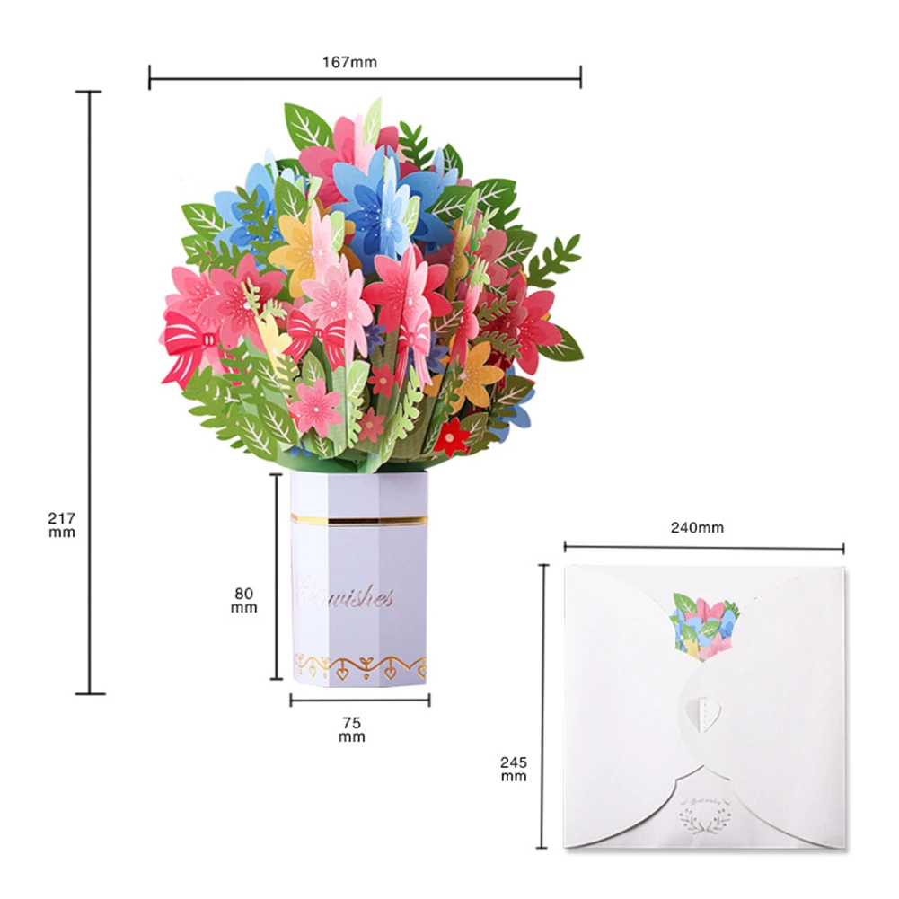 

3D Pop Up Mothers Day Cards Gifts Floral Bouquet Greeting Cards Flowers For Mom Wife Birthday Sympathy Get Well Sunflower Lily