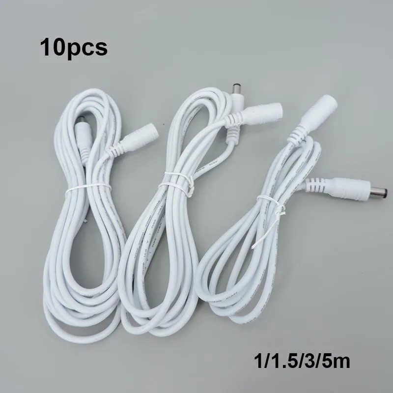 

10x 1/1.5/3/5m white DC male to female jack Power supply connector Cable 22awg 3A Extension Cord Adapter Plug 12V 5.5x2.1mm t1