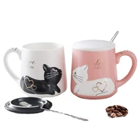 exquisite couples cup a pair couples mug creative household coffee cup girls cute ceramic glass gift kedicat with lid spoon