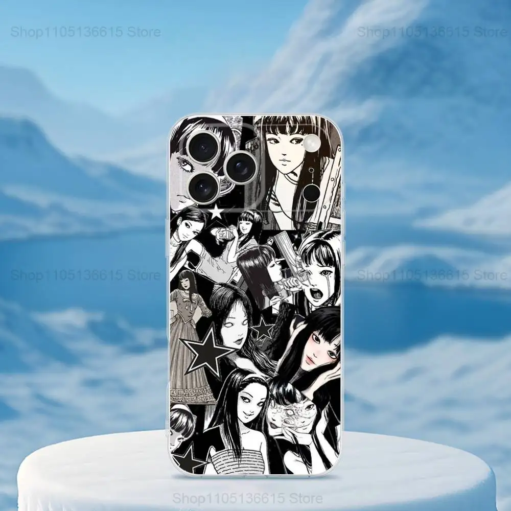 Фото Comics T-Tomie J-Junji ito Phone Case For iPhone 16,15,14,13,12,11,17 Pro,Max,Plus,X,XS,XR,SE,Mini Transparent Soft Cover №2