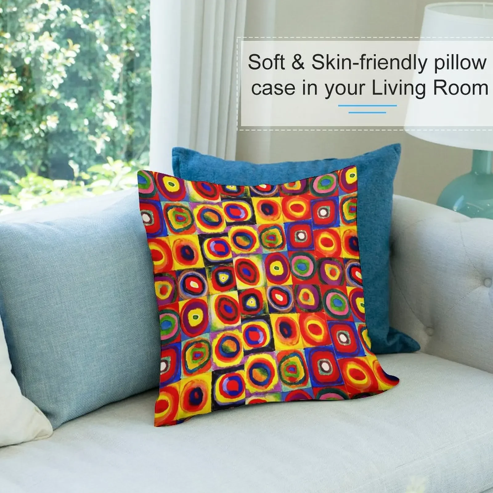 Kandinsky Современные квадраты Круги Красочная декоративная подушка Мраморный чехол