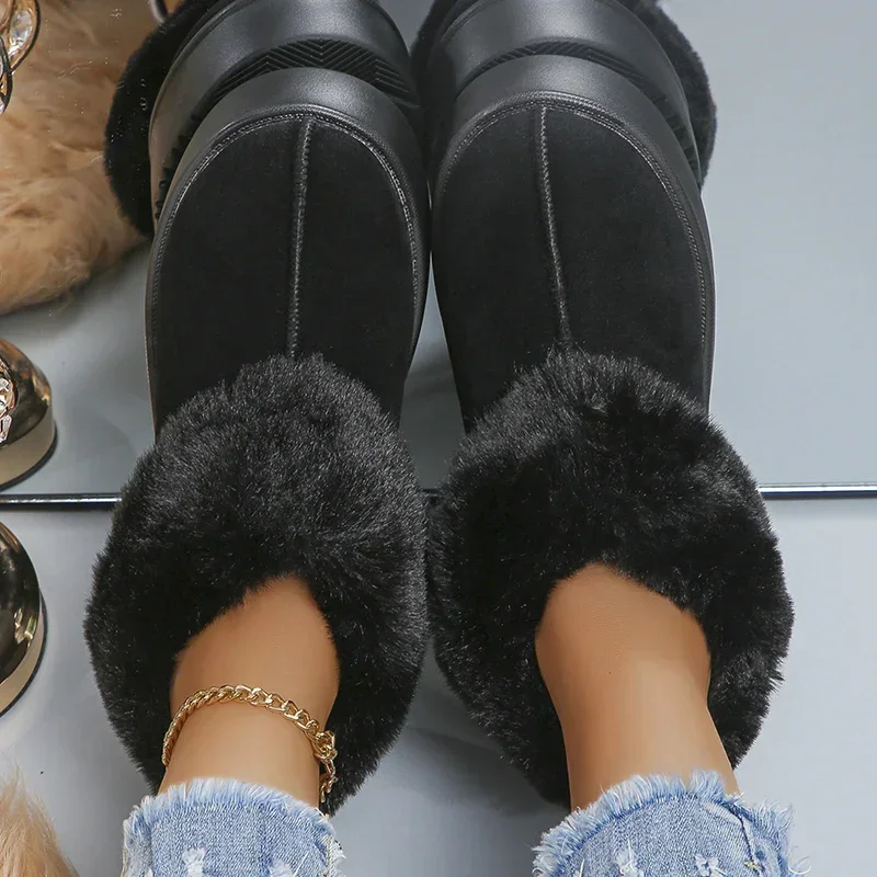 Теплые зимние ботинки на толстой плюшевой подкладке женские платформе из