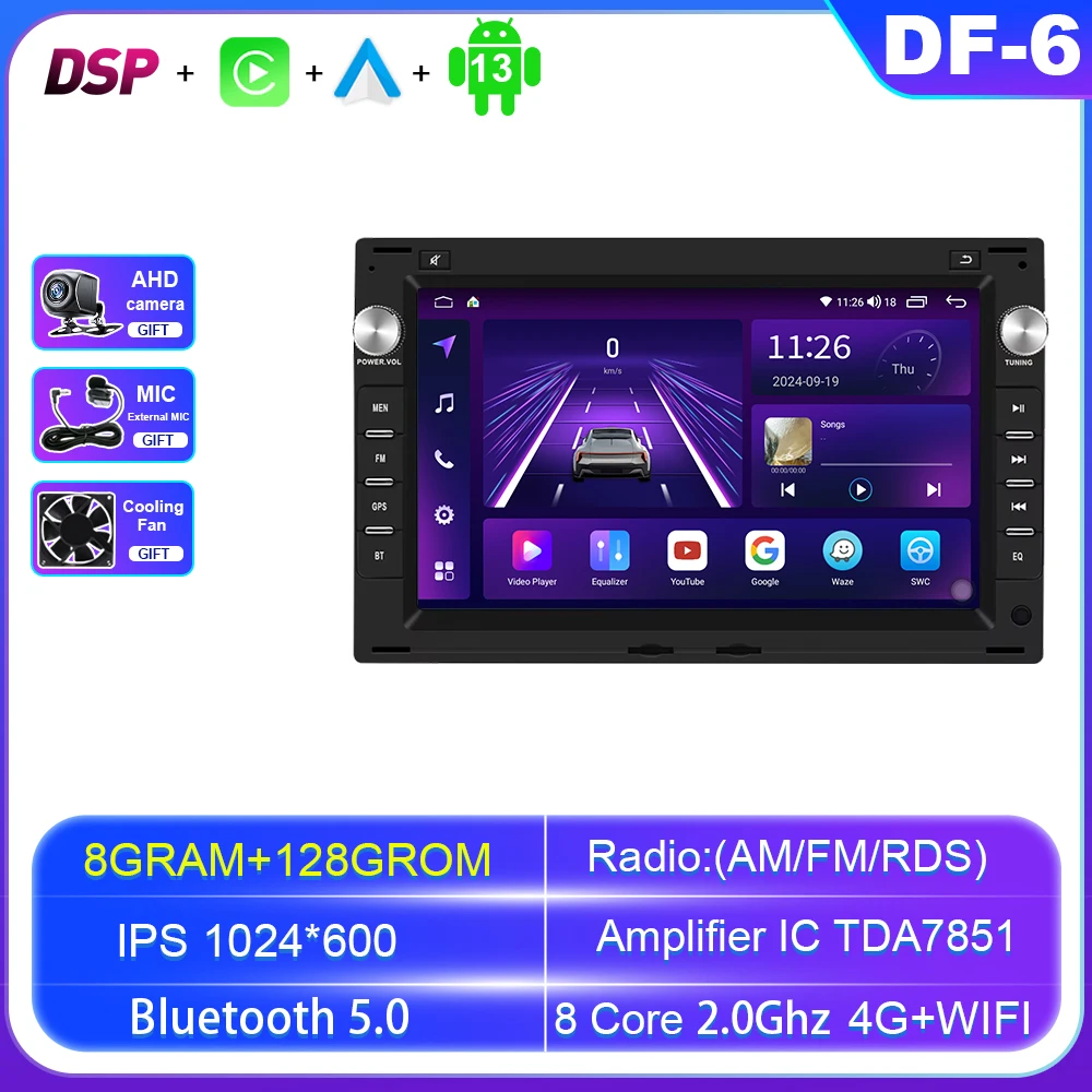 

2 Din Android 13 Автомобильный радиоприемник для VW Passat B5 MK4 MK5 Golf 4 Polo Bora Jetta T5 Навигация Мультимедийный видеоплеер CarPlay GPS DSP