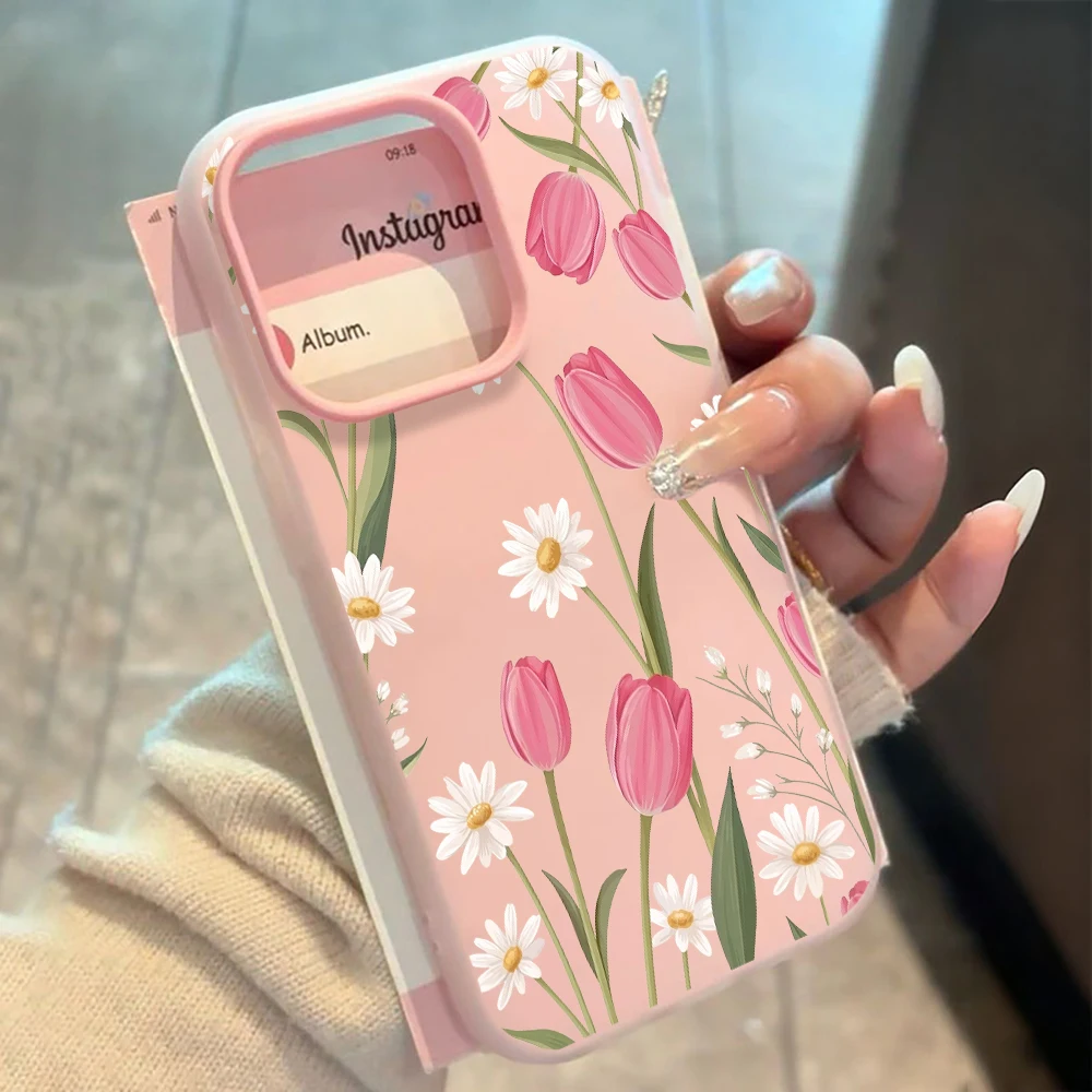 Фото Чехол для телефона из розового силикона White Daisy Bumper Pink Jelly для Xiaomi Redmi Note 14 Pro, Note 13, 12, 11 Pro 5G, 15C, 14C, мягкий силиконовый чехол №2