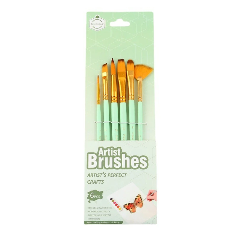 

Nylon Artist Paintbrushes for Watercolor Kid Adult Drawing Art Craft Supplies 6x