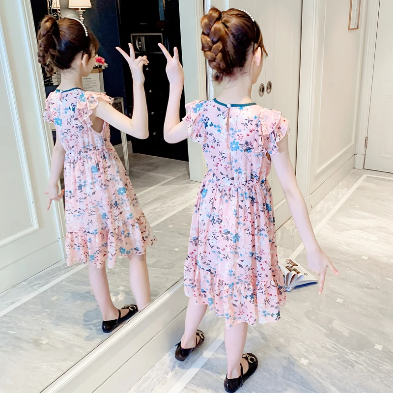 Крутое летнее платье для девочек с принтом милое и модное новинка 2022 Детская