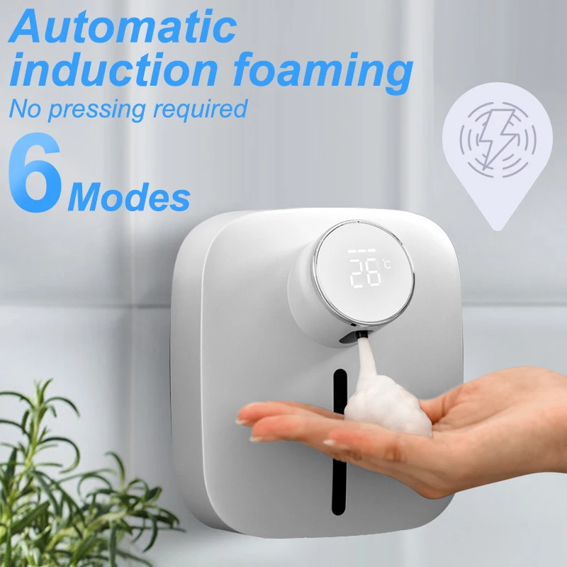 

Wall-mounted Automatic Liquid Soap Dispenser Touchless Sensor Foam Machine with Temperature Display Hand Sanitizer Dispenser