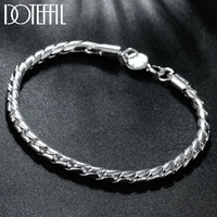 doteffil 925 sterling silver bracelet 4mm snake chain screw fits european charm diy fashion wedding women men jewelry