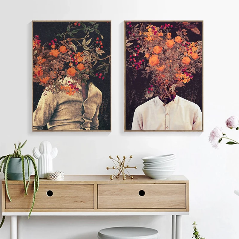 

Abstract Flower Woman Canvas Painting Posters Prints Retro Fashion Wall Art Nordic Aesthetic Picture Living Room Home Decor