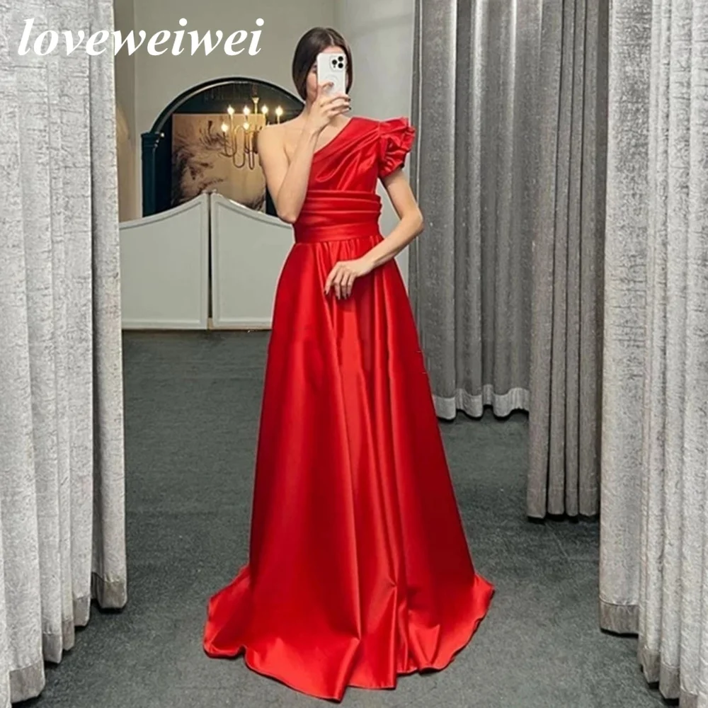 Фото Loveweiwei сексуальные красные длинные вечерние платья с одним открытым плечом Русалка без рукавов мягкие атласные с разрезом по бокам Вечерние платья на заказ №5
