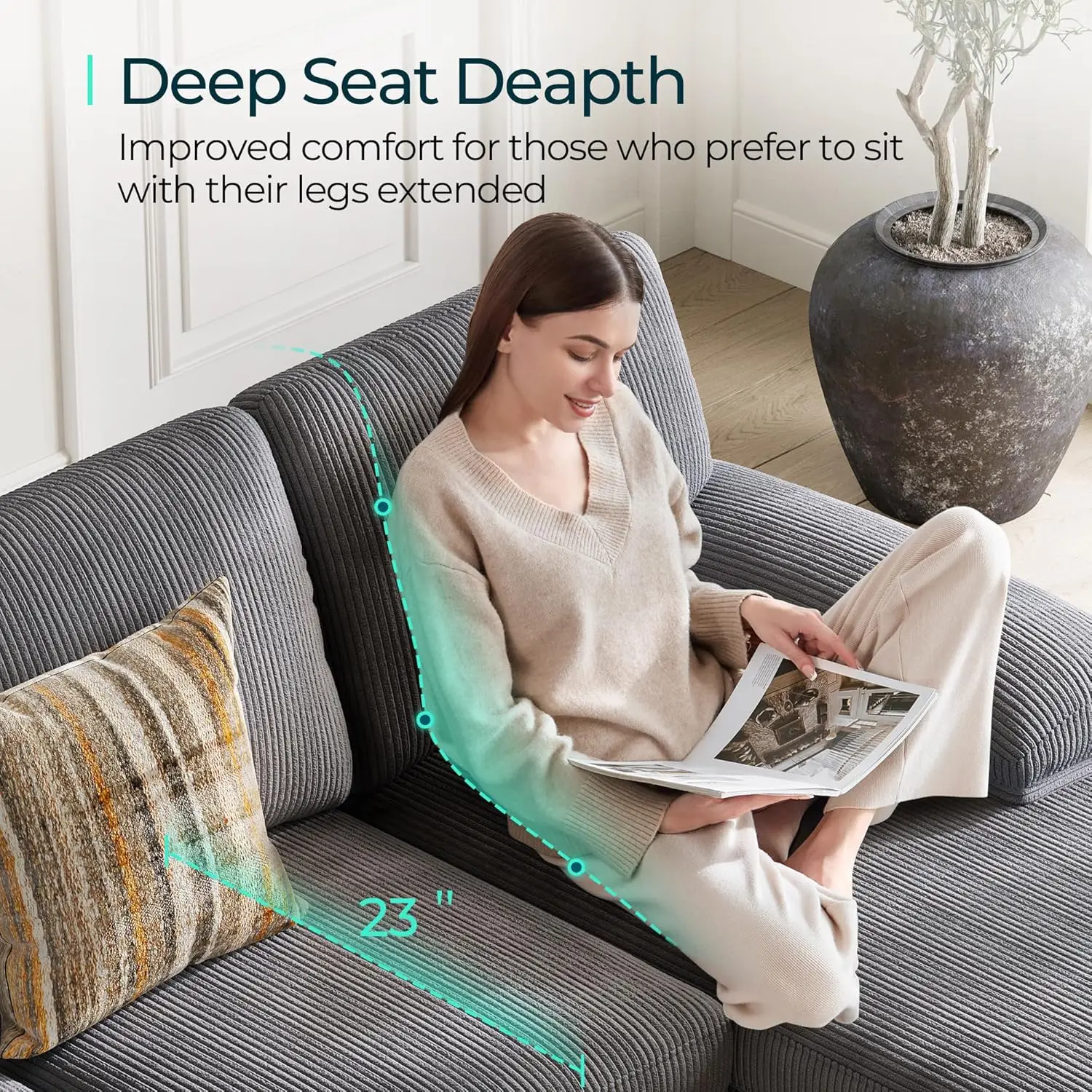 Диван секционный Linsy для дома вельветовый U-образный диван с двумя подлокотниками