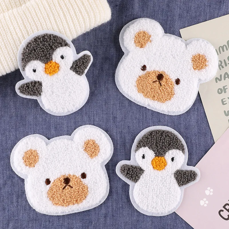 

1 Piece Cute Cartoon Bear Head Penguin Animal Plush Stickers DIY Decoration Hand Sewing Patches for Clothing Embroidery Patch