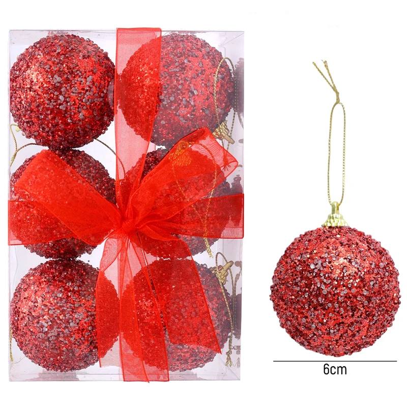 Рождественские шары DIIY, красные и белые, 6 шт.