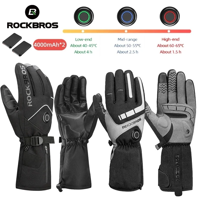 

ROCKBROS Glove Heating Thermal Winter Ski Glove Heating MTB Glove Windproof Guantes Pair of Motorcycle Touchscreen Gloves