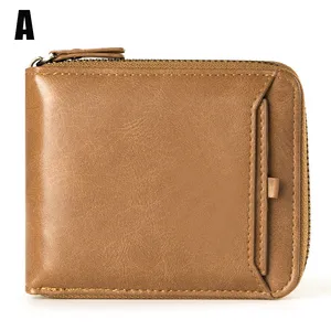 2023 Men Zipper Pu Leather Short Wallet Id Credit Cards Holder Billfold Purse Gifts Top Quality Monedero Mujer Carteras