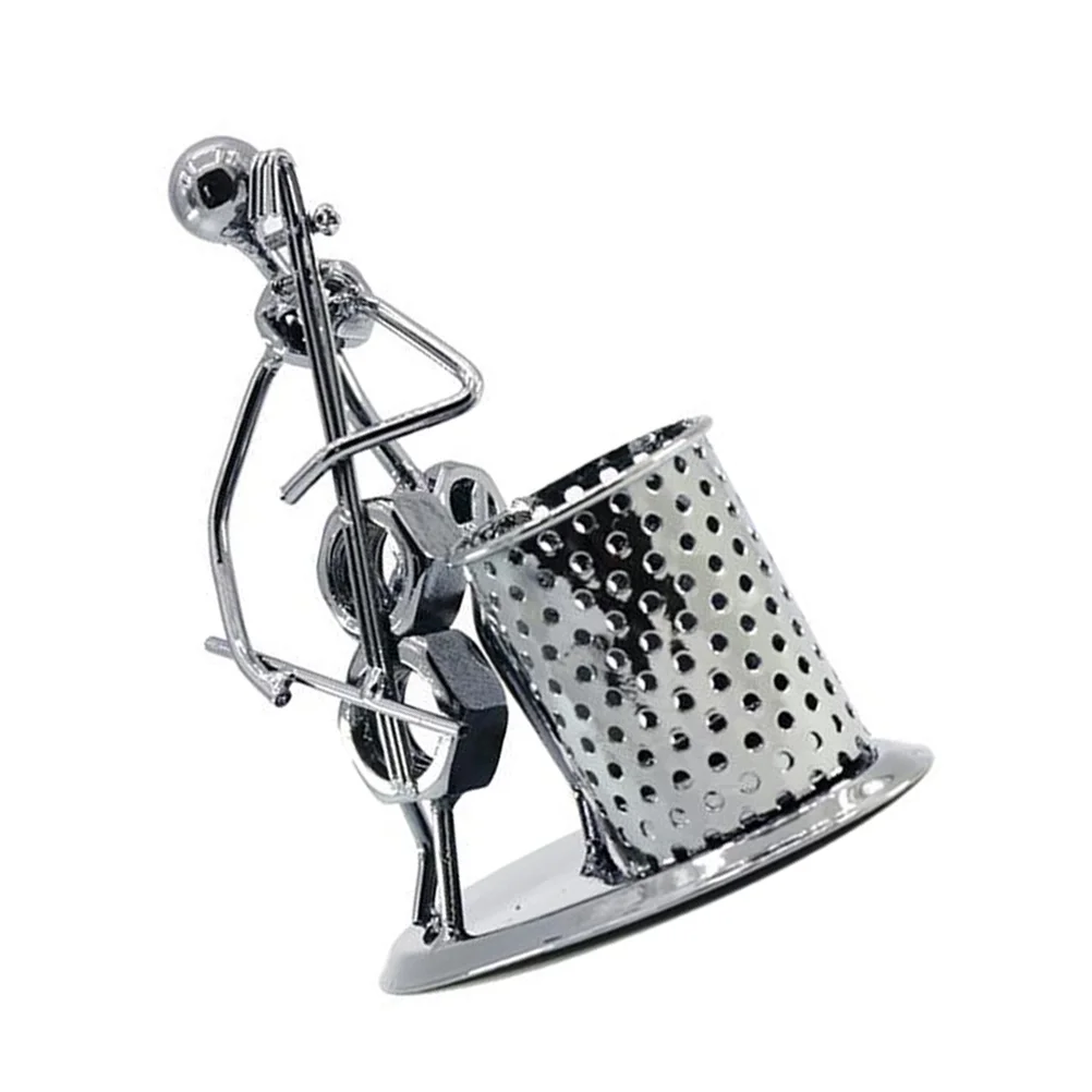 

Pen Delicate Crafts Container Brush Pot Desktop Decoration Holder Music Man Model