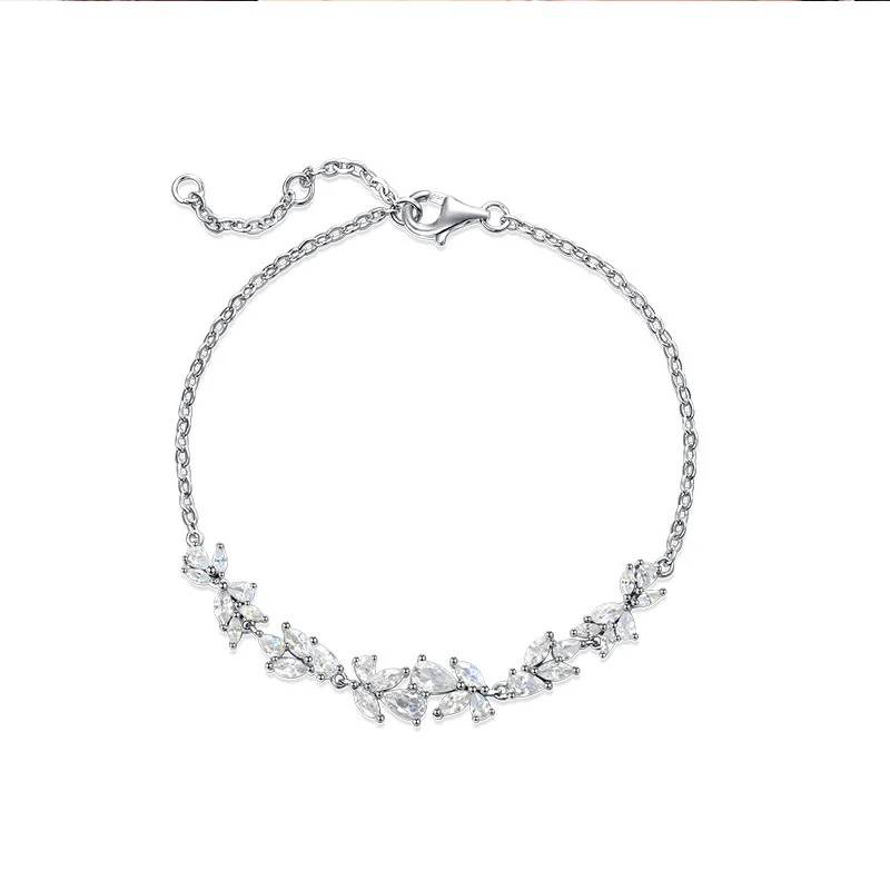 

S925 Sterling Silver Wisteria Blossom Smiling Girl Bracelet Sweet Handicraft Gift Friend Small and High Sense