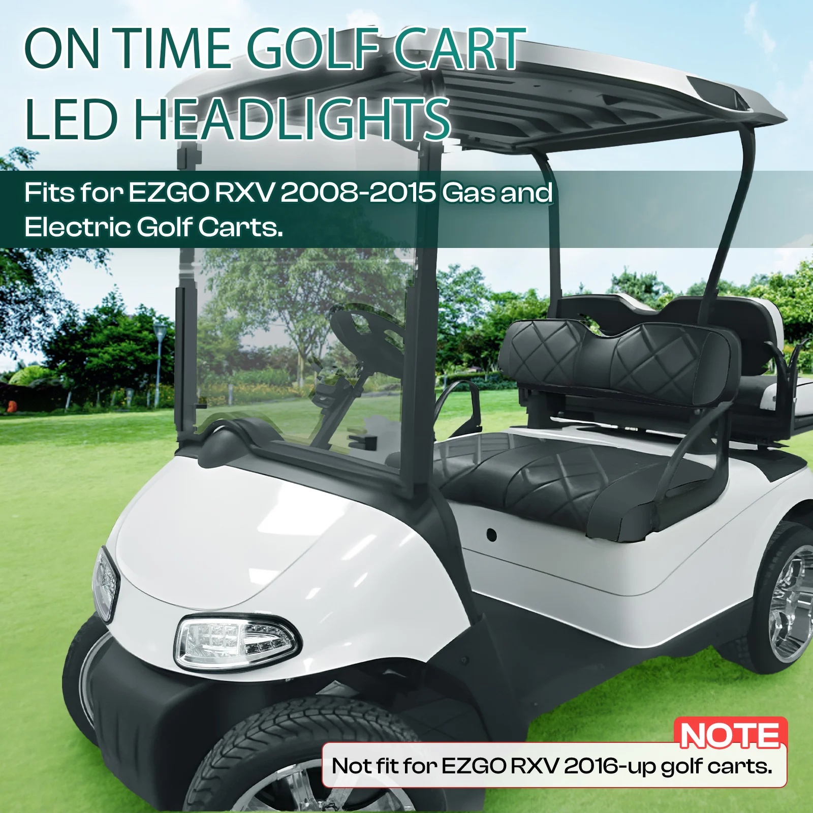 Светодиодные фары для гольф-каров, подходят для EZGO RXV 2008-2015 (бензиновые и электрические модели), OEM 607439-1, 607438-1 (art.: 3920db4bfe3cb) - 3920db4bfe3cb