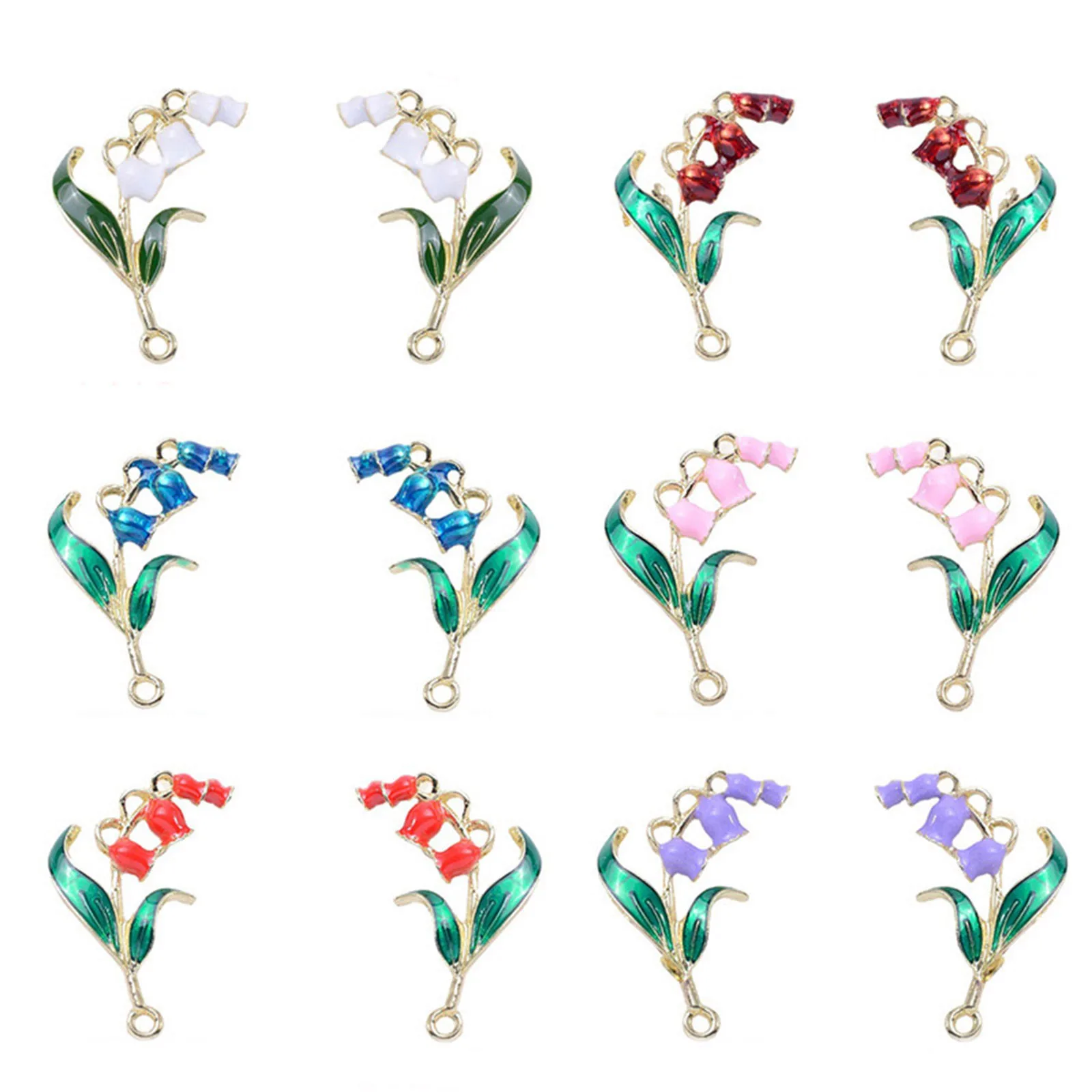 

5PCs Elegant Multicolor Flower Charms Bell Of Orchid Shaped Charms Pendants For Jewelry Making Diy Women Necklace Findings 3x2cm