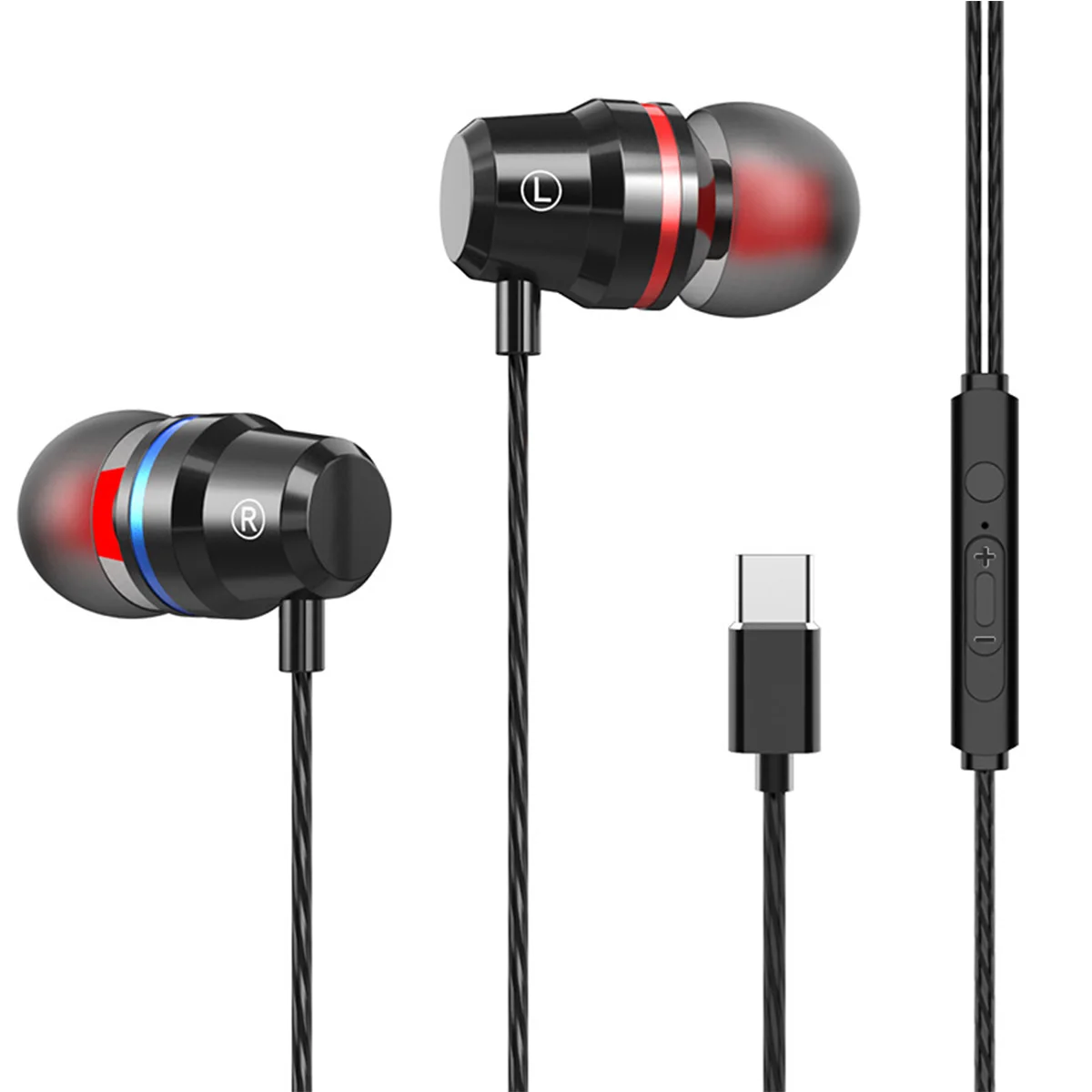 

USB C Earphones In-Ear 1.2m Wired Control Sport Headset Type C Headphones For Huawei Honor Smartphone With Microphone