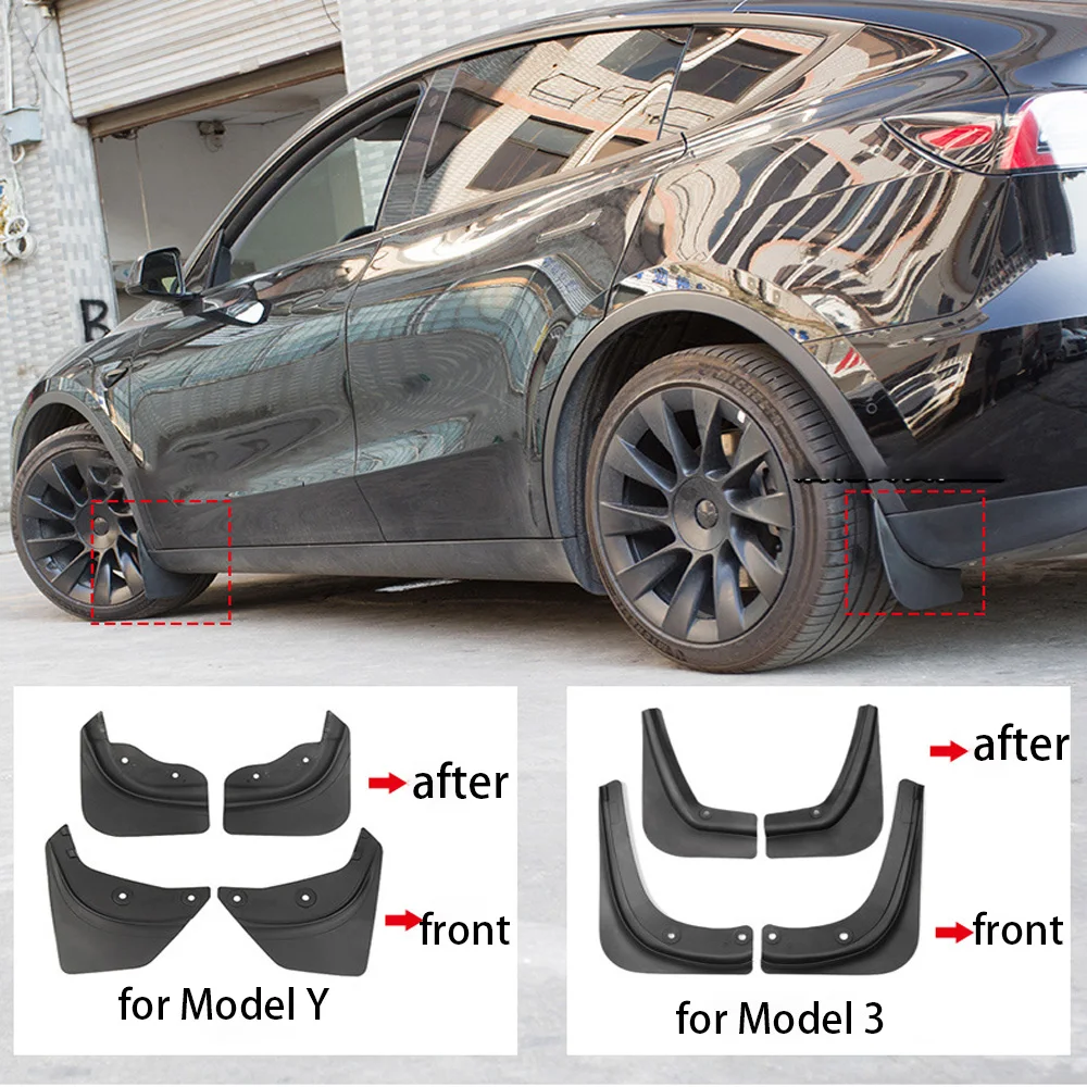 

For Tesla Model 3/Y 2021 2022 Car Mudflaps Mud Flaps Splash Guards Mudguards Mud Flap Front Rear Fender Protector Car Accessorie