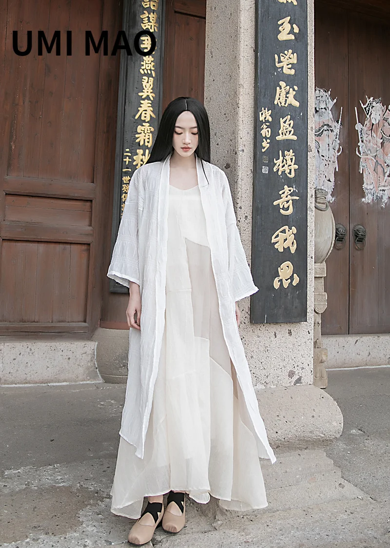 

UMI MAO Chinese Style Coat 2023 Spring Summer New Homemade Dark Plaid Jacquard Casual Zen Elegant Cardigan Femme Y2K