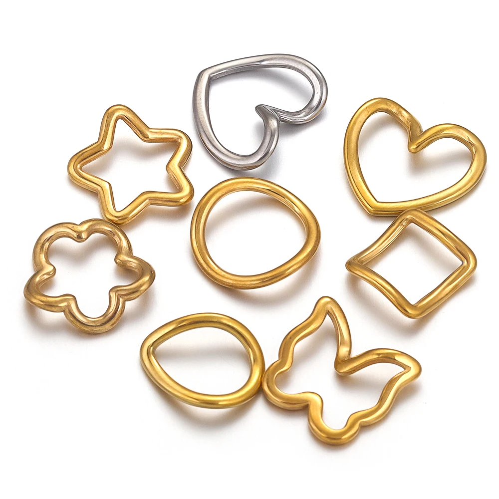 

5pcs Stainless Steel Heart Butterfly Flower Gold Plated Pendant Connector for DIY Necklace Earrings Jewelry Making Supplies