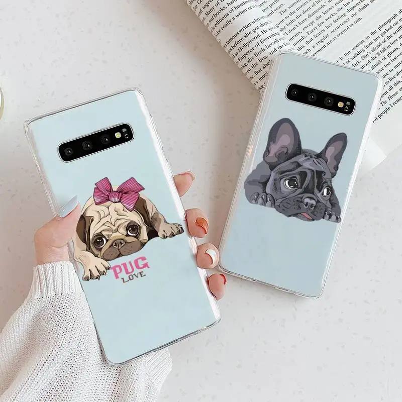 

Pug Bulldog pet Cute dog Phone Case Transparent For Samsung Galaxy A S 52 21 20 51 71 12 10 50 40 10 70 fe ultra plus