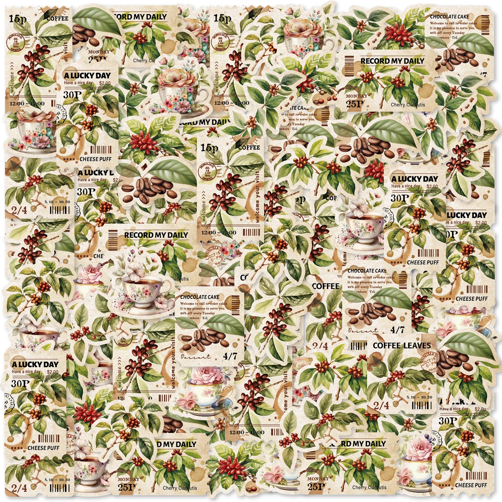 Винтажные Наклейки С Граффити В Виде Листьев Кофе Водонепроницаемые