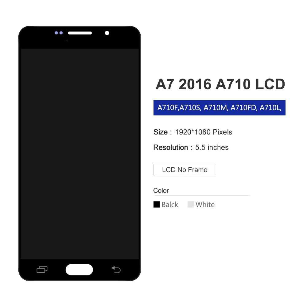 Сенсорный экран дигитайзер в сборе + крышка аккумулятора для Samsung Galaxy A7 2016 A710F A710M